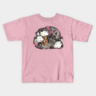 Sleeping Virginia Opossum pile Kids T-Shirt